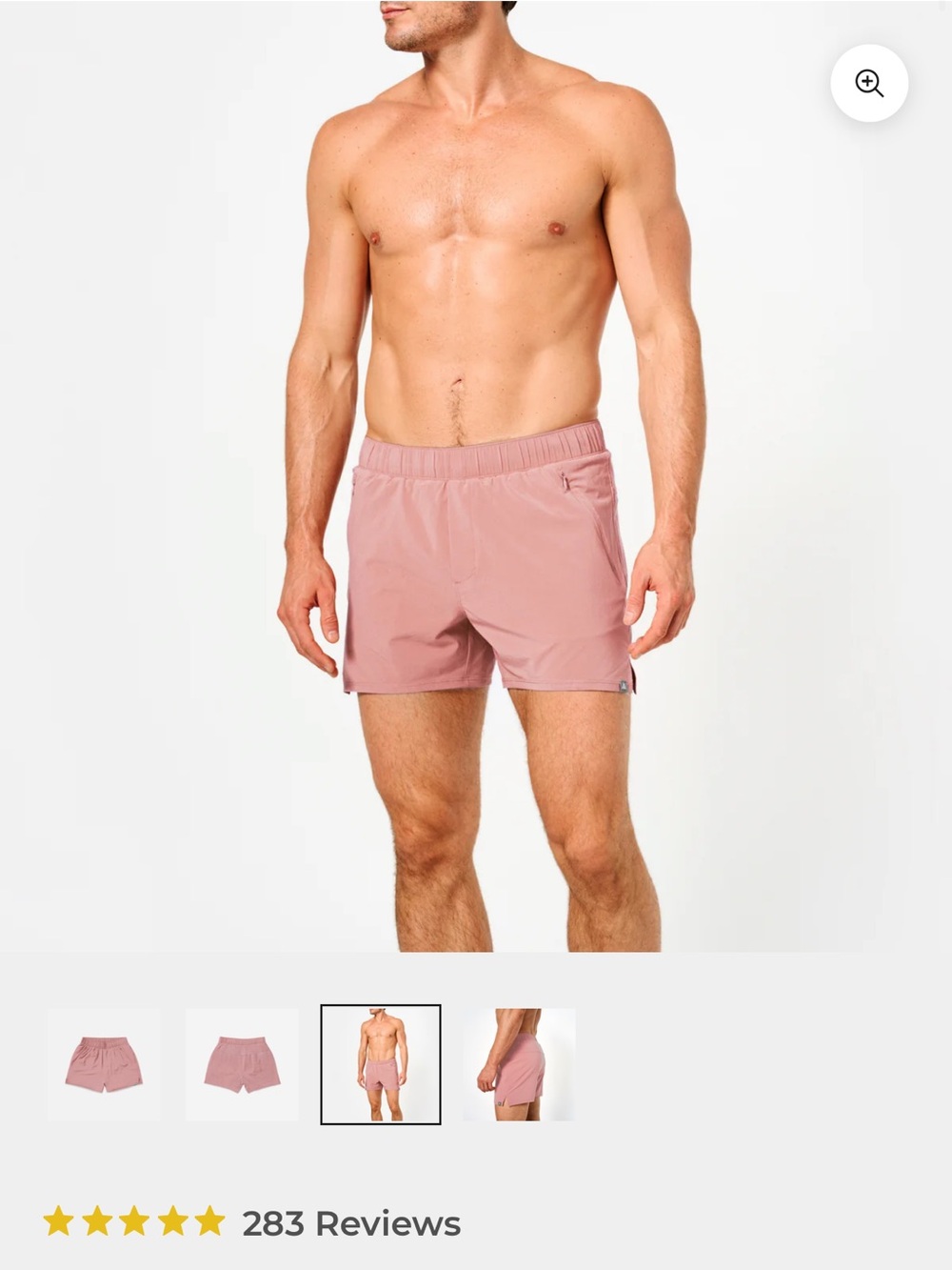 Men's Athletic Shorts in Dusty Rose with Elastic Waistband
